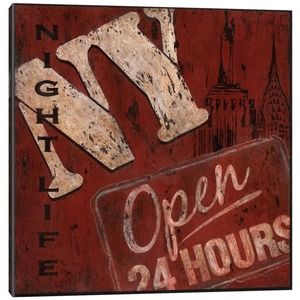 night life New York open 24 hours canvas